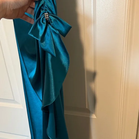 Blondie Nites Teal Halter Maxi Dress - Picture 3 of 7